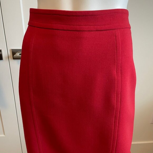 Judith & Charles Modern Lined Wool Blend Pencil Midi Skirt Red Sz 8 - Picture 3 of 11